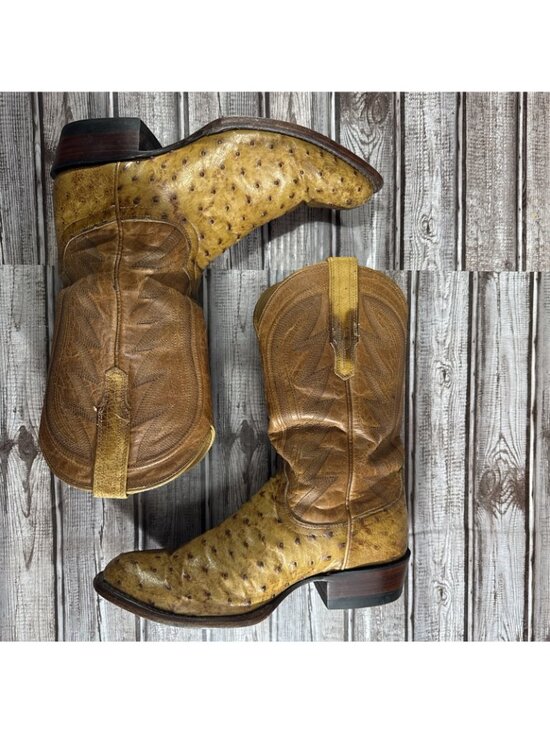 TECOVAS The Wyatt  Russet Ostrich Boots size 8 D Brown Western Leather Ropers main image 8